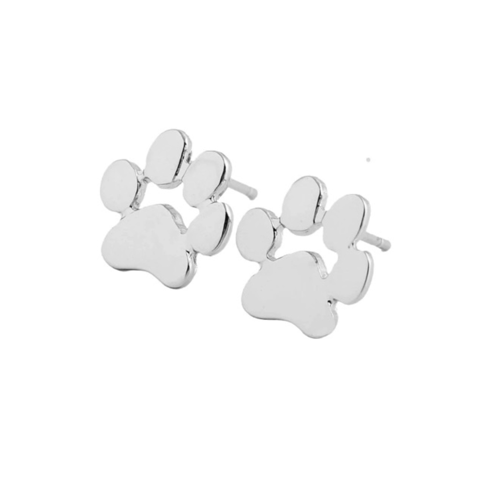 NEW!💙💎🐾PAW PRINTS! SILVERY STUDS!🐾💎💙ADORABLE - Picture 4 of 16